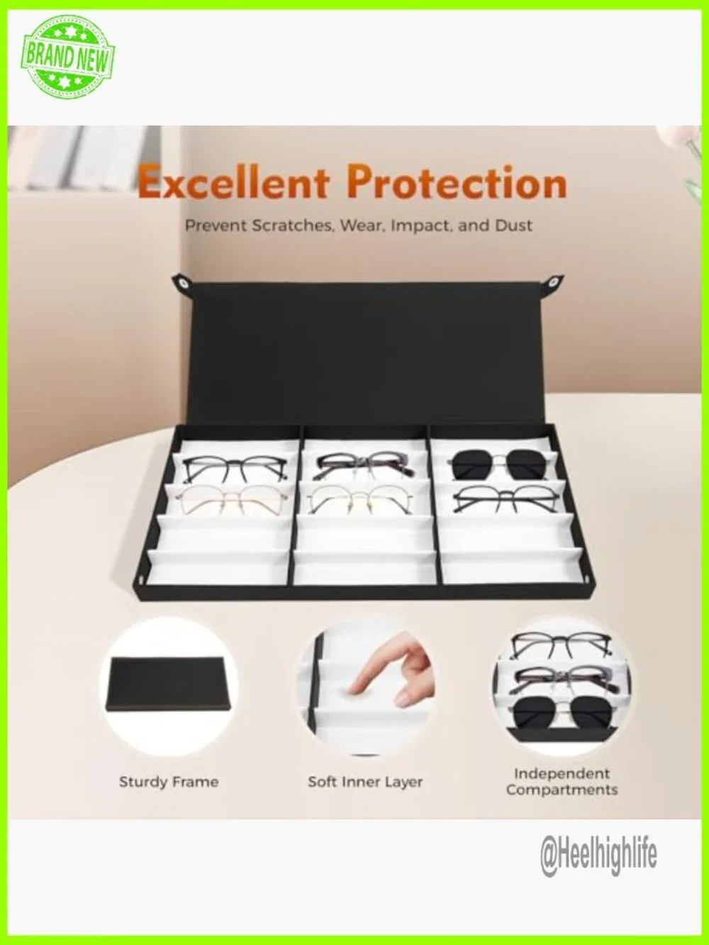 Large Capacity 180 Pair Eyeglass Storage Case with Wheels & Pull Rod